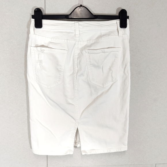 Current Elliot White Distressed Skirt Pencil Size UK 10 Waist 27in The Stiletto - Picture 2 of 11